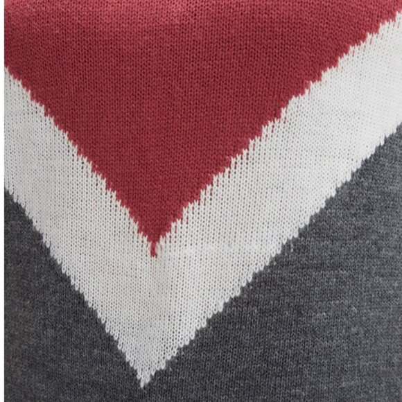 BloomChic Colorblock Contrast Pointelle Knit Round Neck Mid Long Knit Top - Picture 6 of 7